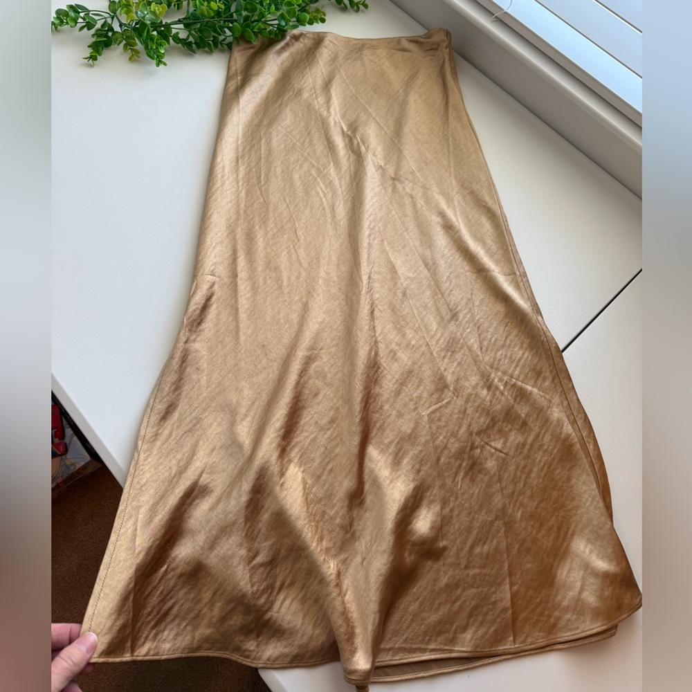 Lucy Paris Tan Maxi Skirt Size Small Golden Champagne Bias Skirt